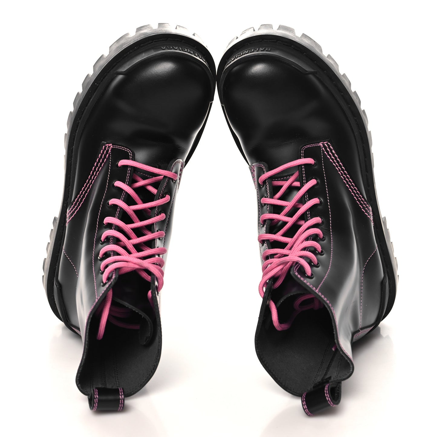 Calfskin Womens Strike 20mm Lace Up Boots 35 Black Fluo Pink