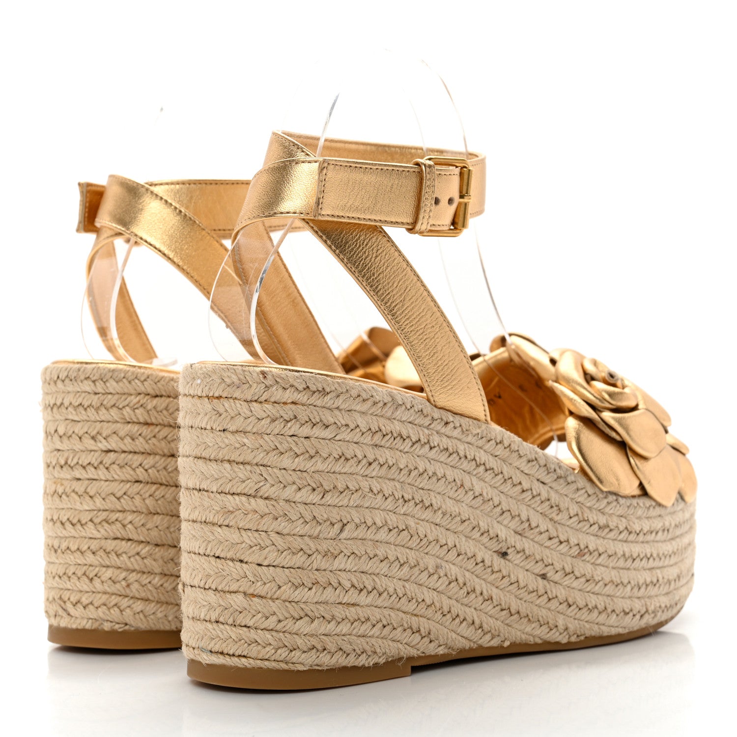Valentino Garavani Metallic Kidskin Atelier 03 Rose Edition Espadrille 45/90mm Platform Sandals 37 Antique Brass 4 of 10