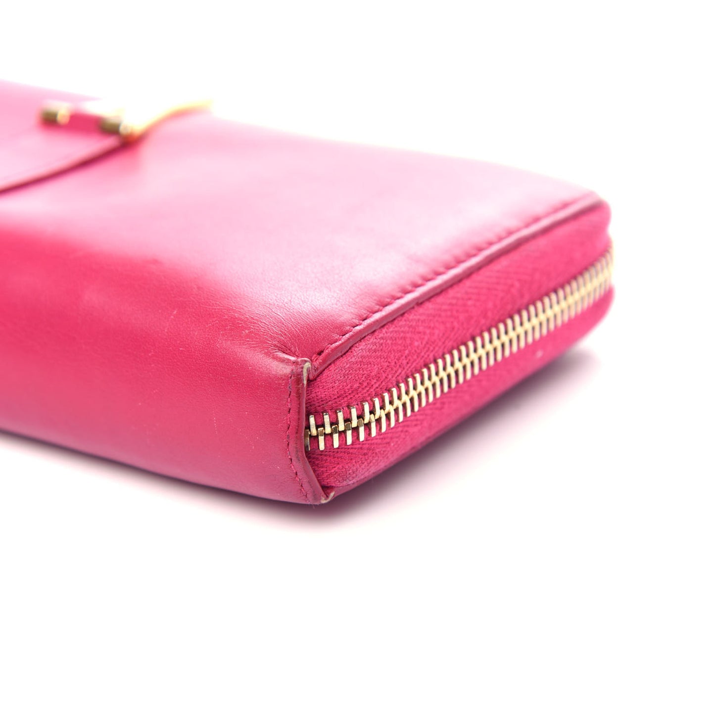 Calfskin Classic Y Ligne Zip Around Wallet Fuchsia