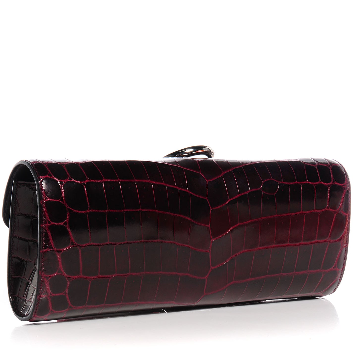 Shiny Niloticus Crocodile Egee Clutch Bordeaux