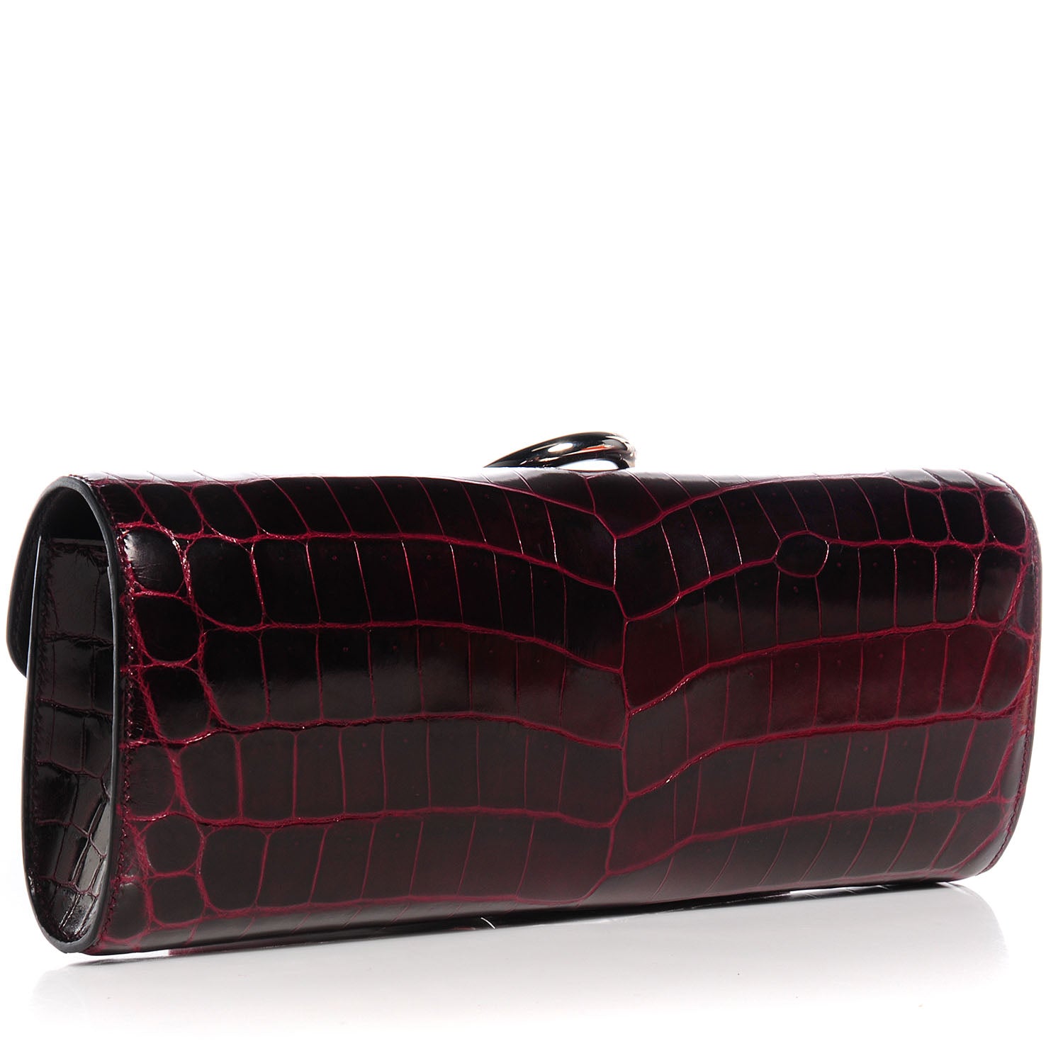 Hermes Shiny Niloticus Crocodile Egee Clutch Bordeaux 3 of 14