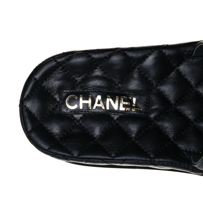 Chanel Lambskin Quilted CC Mules Sandals 39 Black 10 of 10