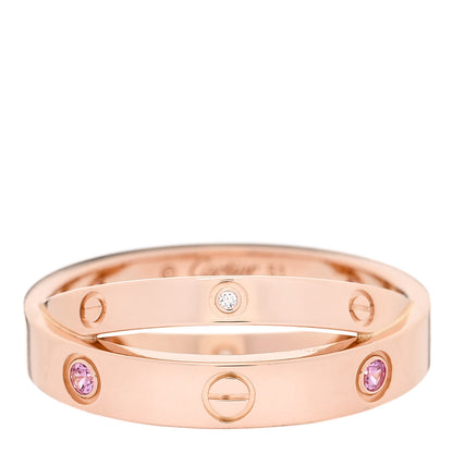 Cartier 18K Pink Gold Diamond Pink Sapphire LOVE Ring 51 5.75 1 of 4