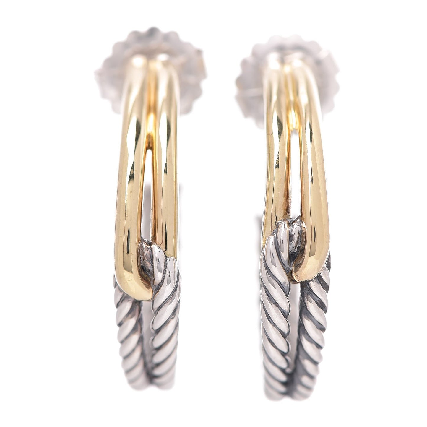 Sterling Silver 18K Yellow Gold 30mm Labyrinth Hoop Earrings