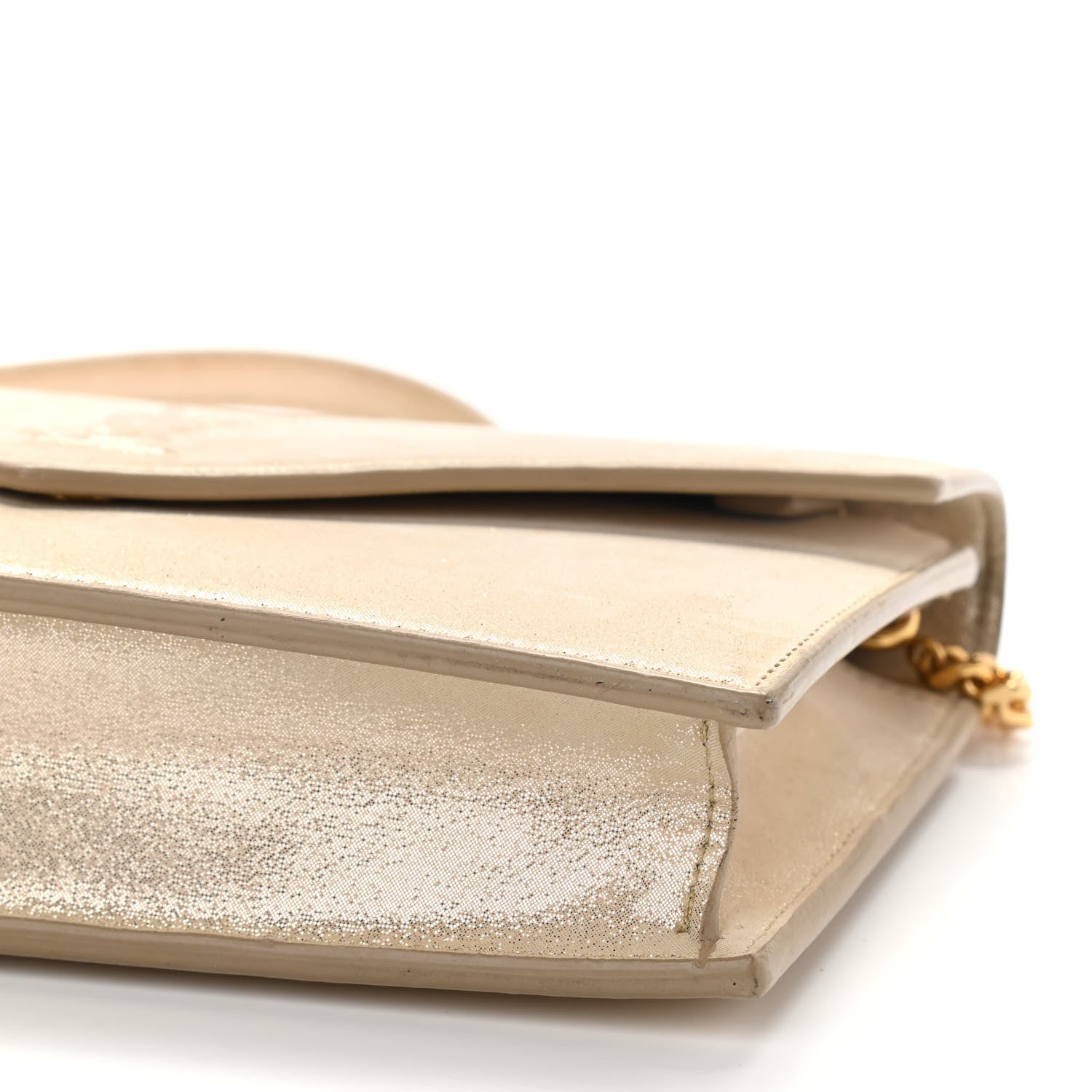 Saint Laurent Metallic Fabric Monogram Envelope Chain Wallet Champagne 9 of 12