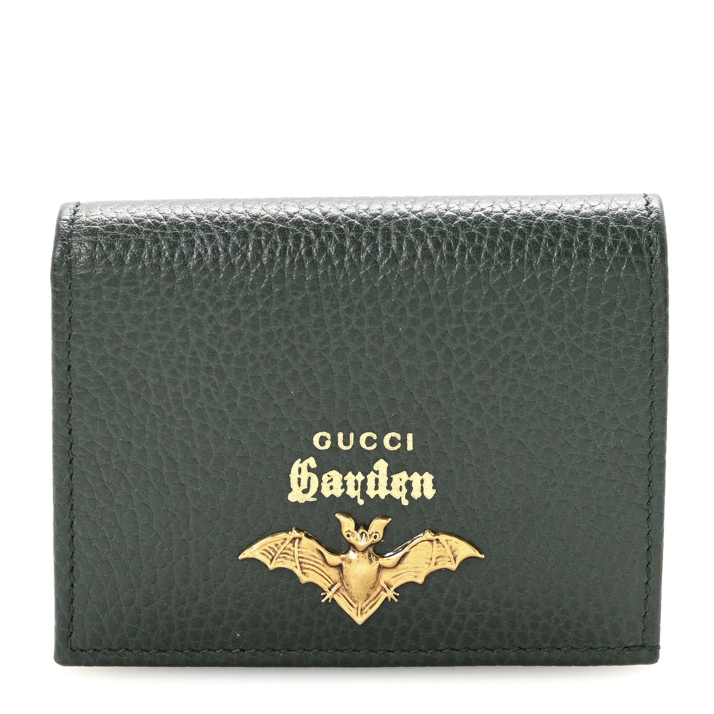 Calfskin Garden Bat Card Case Dark Green