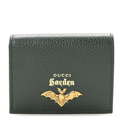 Gucci Calfskin Garden Bat Card Case Dark Green 1 of 7