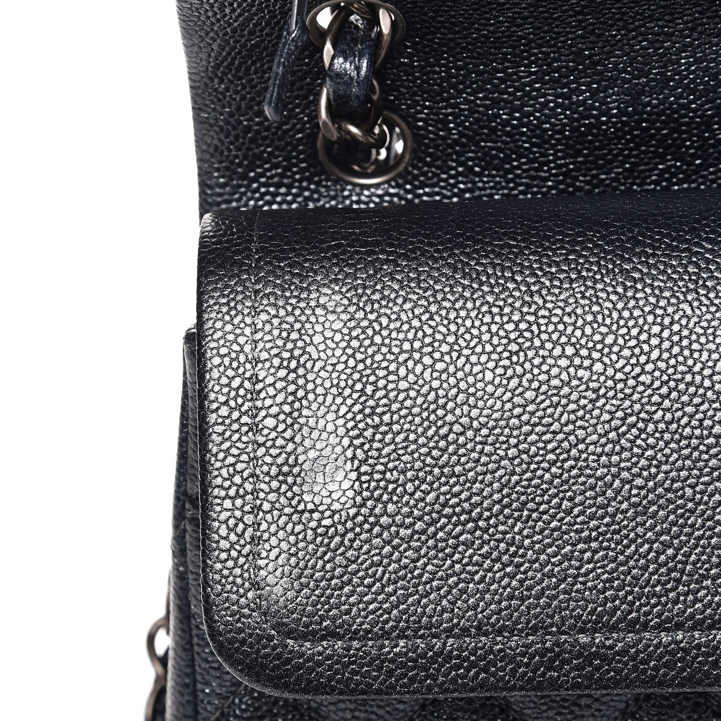 Pearly Caviar Quilted Jumbo Double Flap Grey