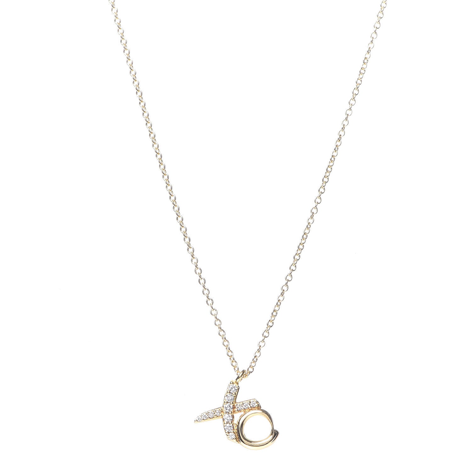 Tiffany 18K Yellow Gold Diamond Paloma Picasso Love & Kisses Pendant Necklace 4 of 6