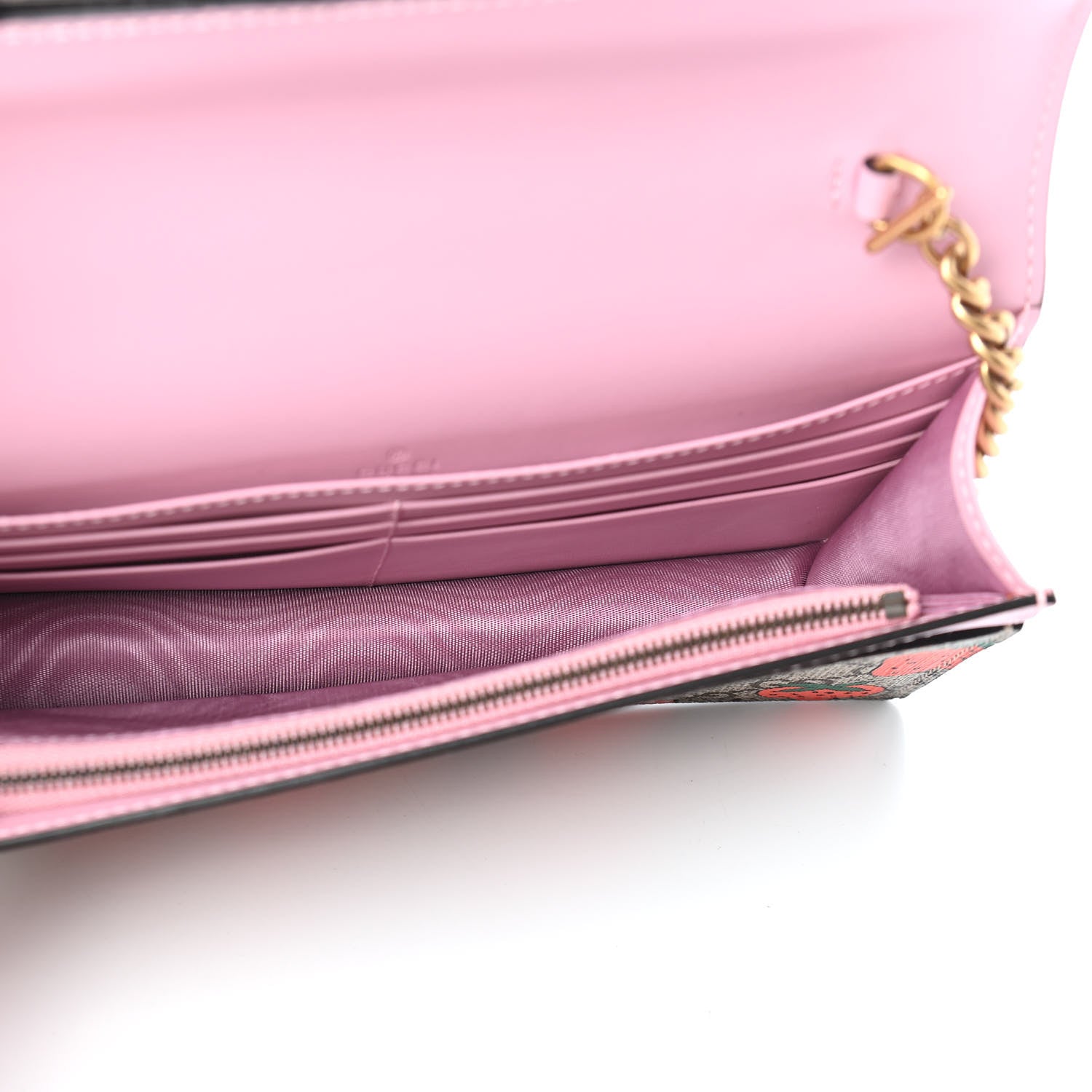 Gucci GG Supreme Monogram Strawberry Chain Wallet 5 of 8