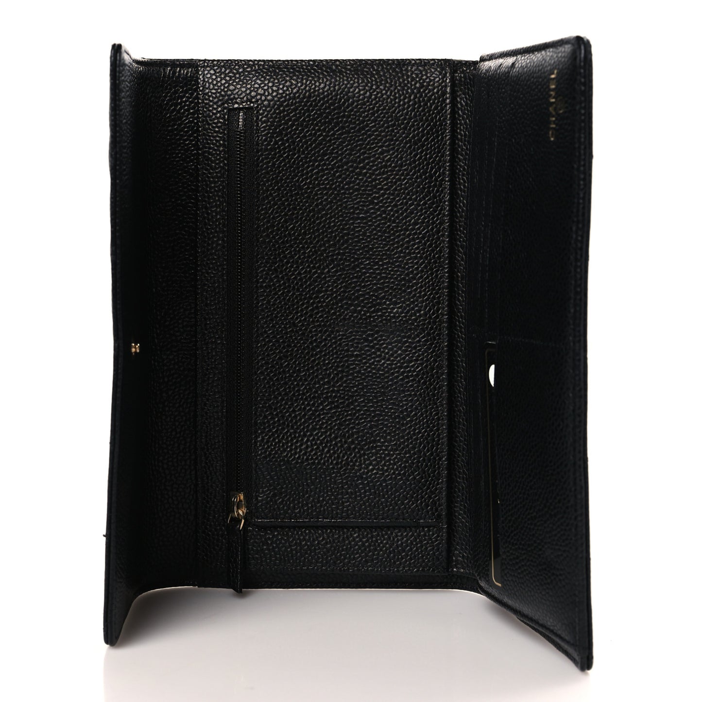 Caviar Quilted Large Flap Wallet Black