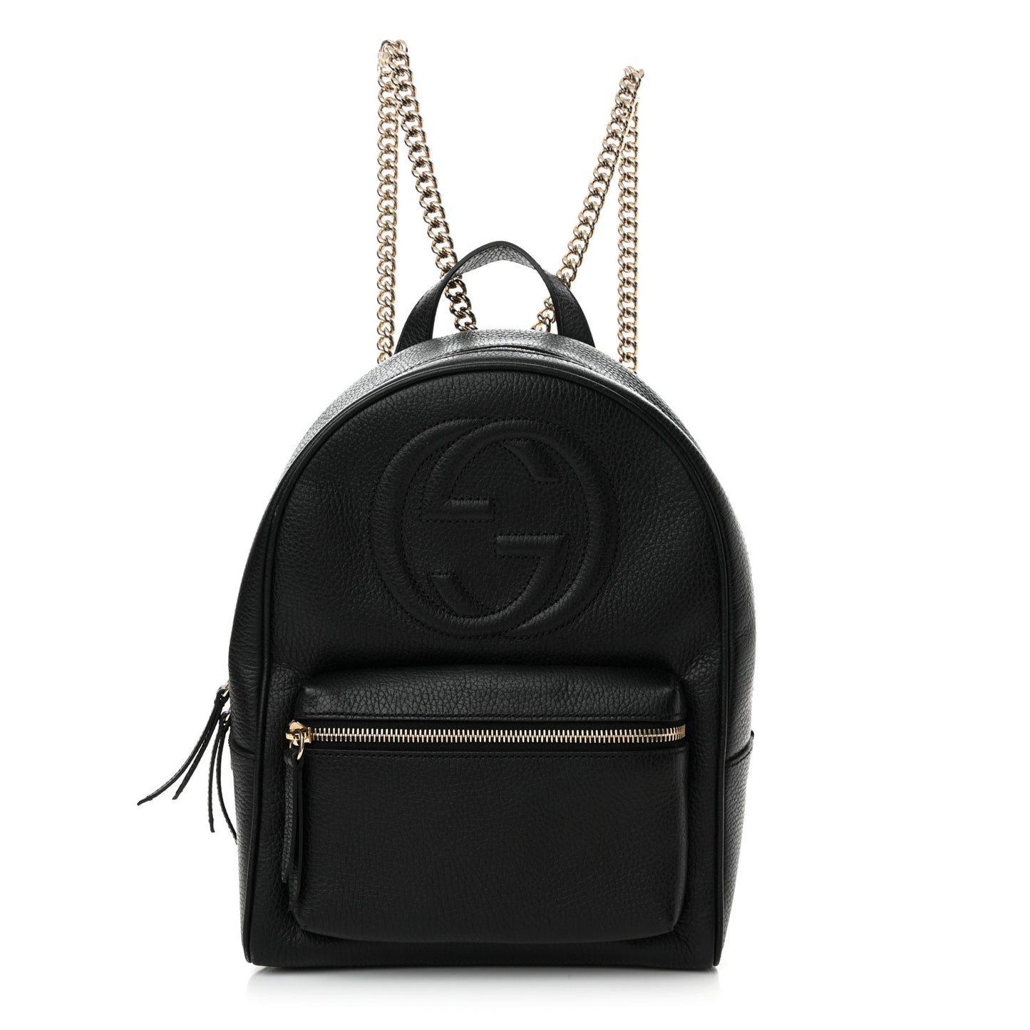 Pebbled Calfskin Soho Chain Backpack Black