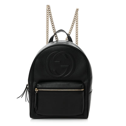 Gucci Pebbled Calfskin Soho Chain Backpack Black 1 of 13