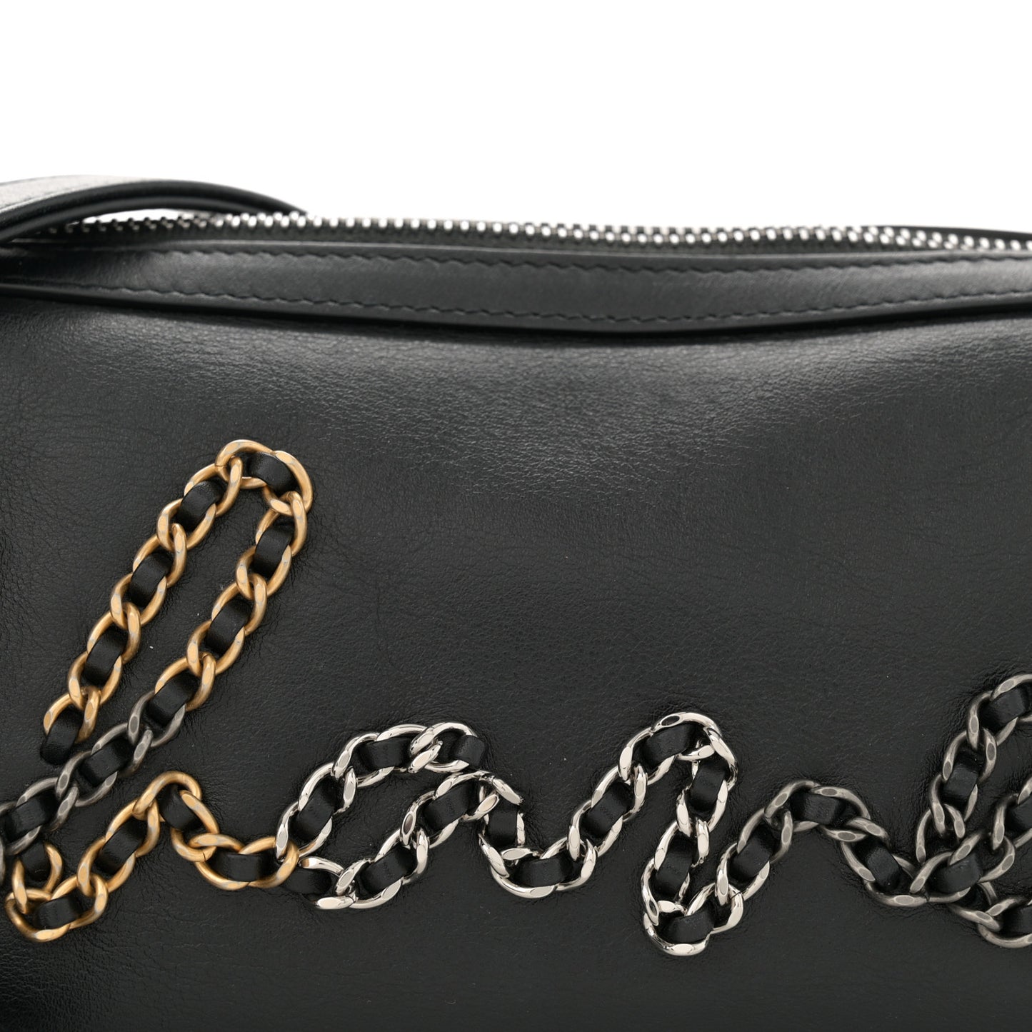 Calfskin Chain 20s Signature Bowling Bag Black