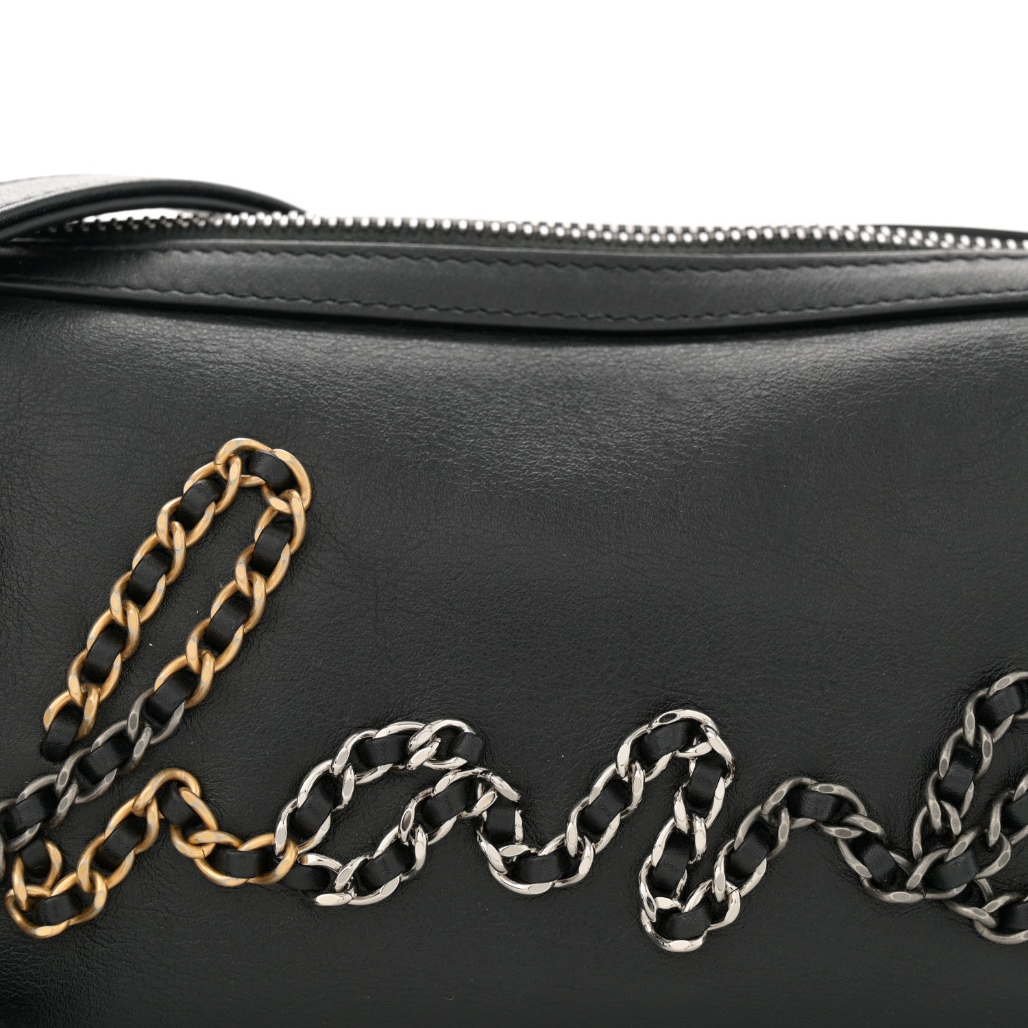 Chanel Calfskin Chain 20s Signature Bowling Bag Black 9 of 11