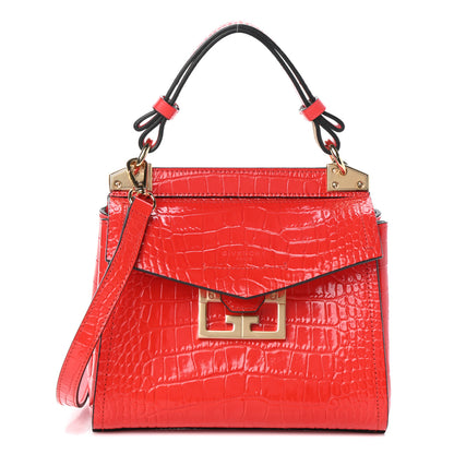 Givenchy Calfskin Crocodile Embossed Mini Mystic Shoulder Bag Red 1 of 8