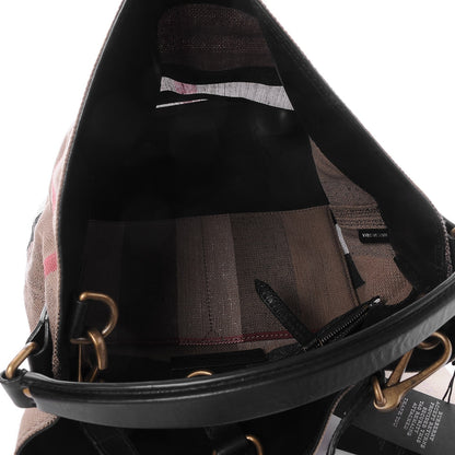 Burberry Canvas Mega Check Medium Susanna Hobo Black 6 of 9