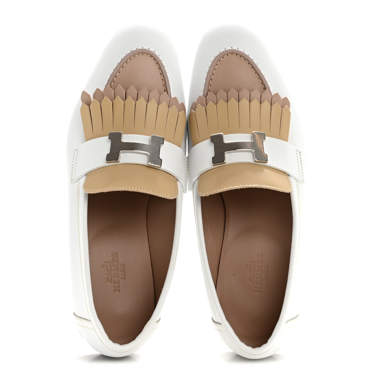 Hermes Goatskin Womens Royal Loafers 37 Multicolor White 2 of 9