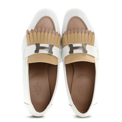 Hermes Goatskin Womens Royal Loafers 37 Multicolor White 2 of 9