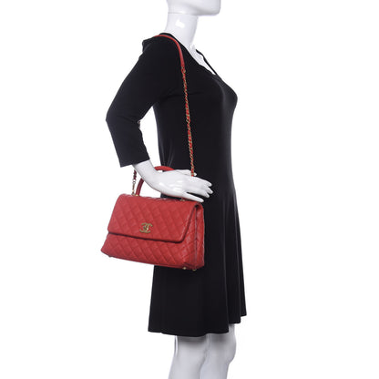 Chanel Caviar Quilted Small Coco Handle Flap Red 2 of 11