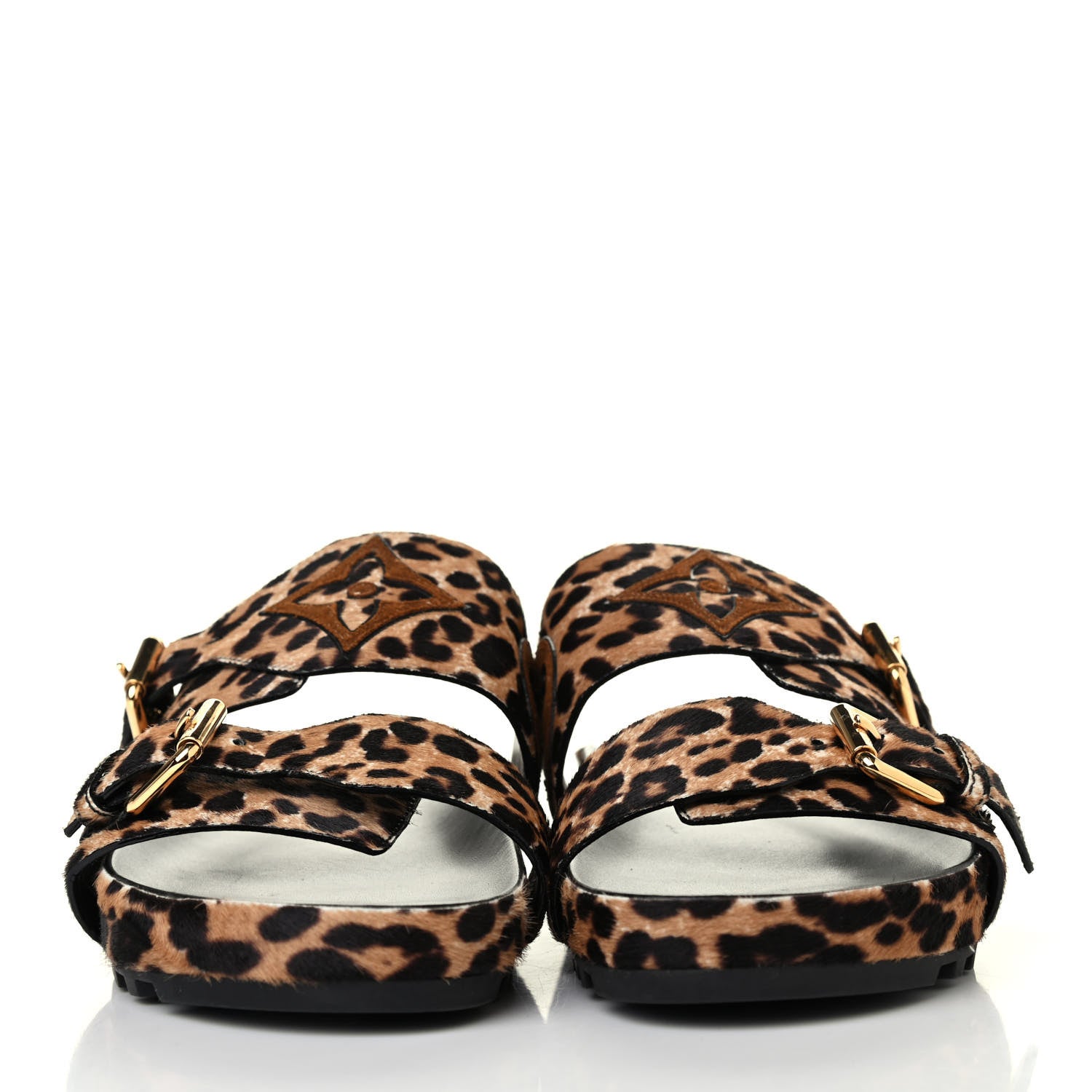 Louis Vuitton Calfskin Pony Hair Leopard Bom Dia Mule Sandals 38 Cognac Brown 2 of 4