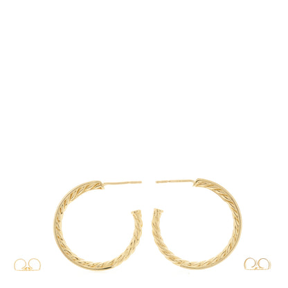 David Yurman 18K Yellow Gold Diamond 25mm Sculpted Cable Pave Hoop Earrings 3 of 4