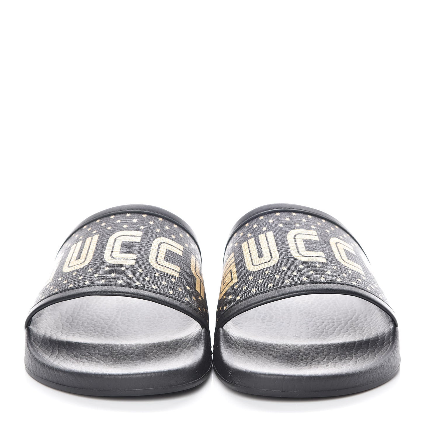 X SEGA Supreme Canvas GUCCY Stars Mens Slide Sandals 8 Black Gold