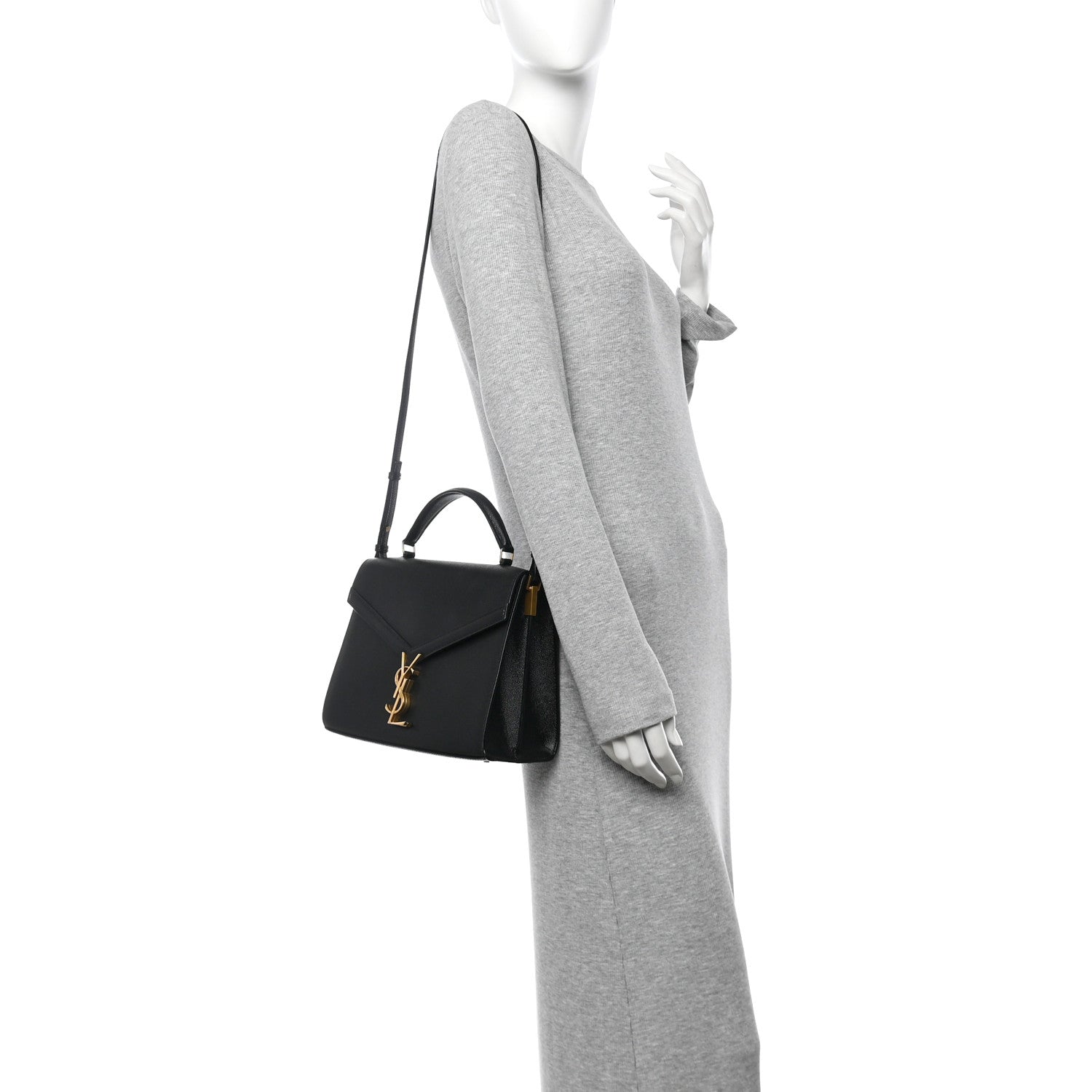Saint Laurent Grain de Poudre Medium Classic Monogram Cassandra Top Handle Black 2 of 9