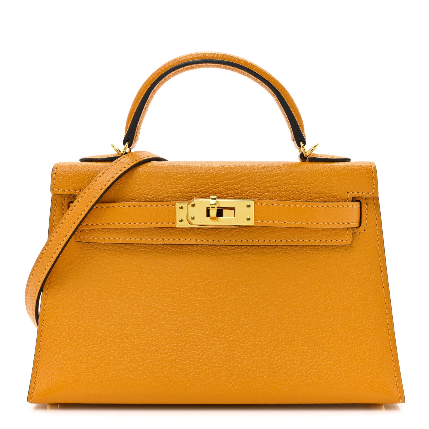 Hermes Chevre Mysore Mini Kelly Sellier 20 Jaune D'or 1 of 14