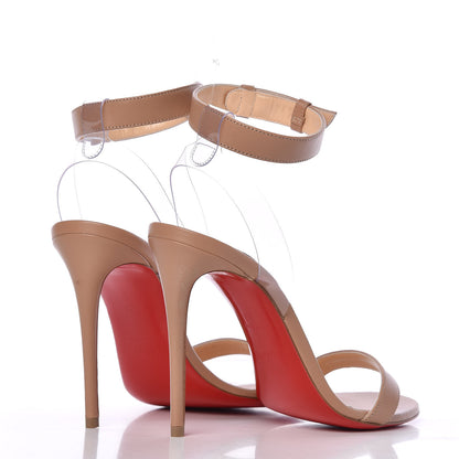 Christian Louboutin Shiny Nappa PVC Jonatina 100 Sandals 36 Nude 4 of 8