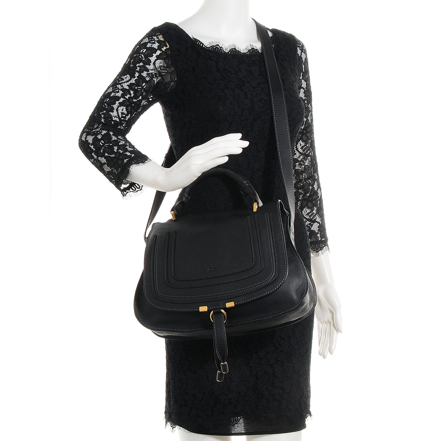 Chloe Calfskin Medium Marcie Top Handle Bag Black 21 of 33