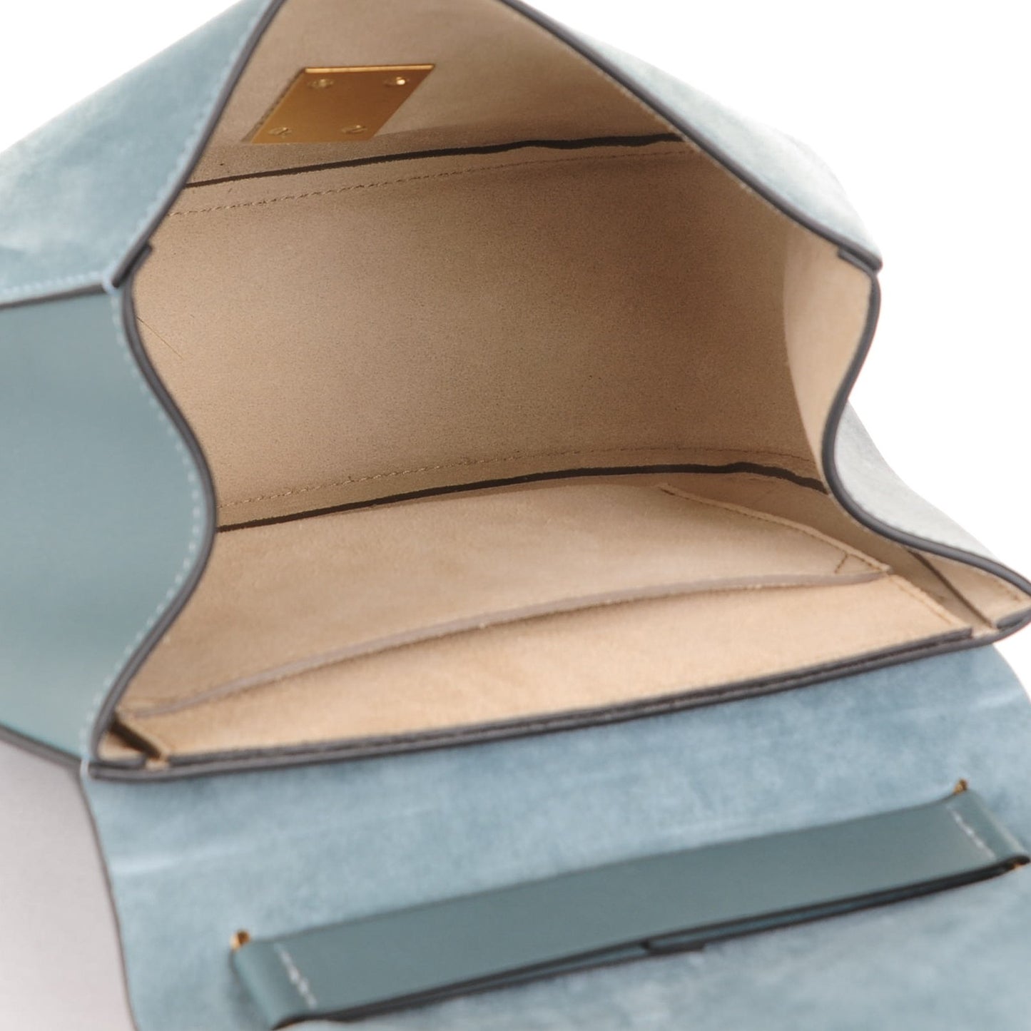 Suede Smooth Calfskin Drew Shoulder Bag Cloudy Blue
