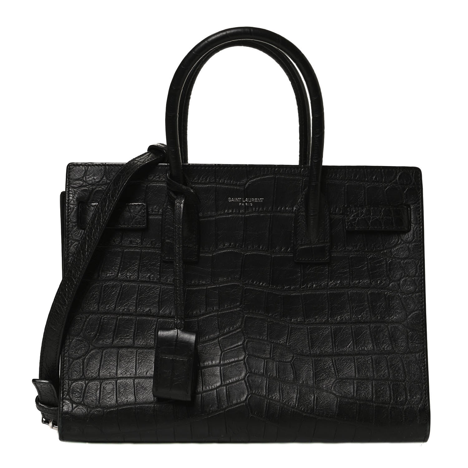 Saint Laurent Calfskin Crocodile Embossed Baby Sac De Jour Black 1 of 14