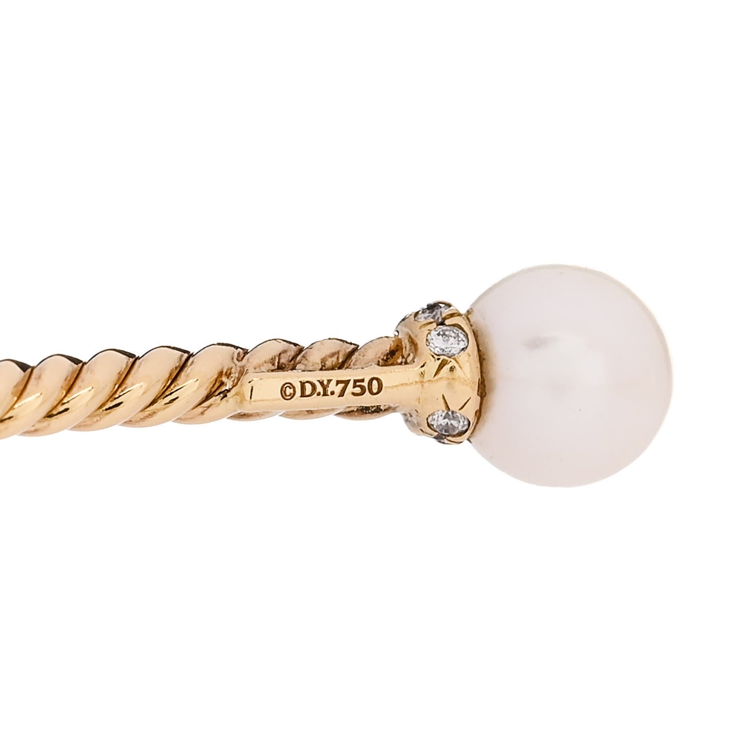 David Yurman 18K Yellow Gold Diamond Pearl 6.5mm Solari Bracelet 3 of 4