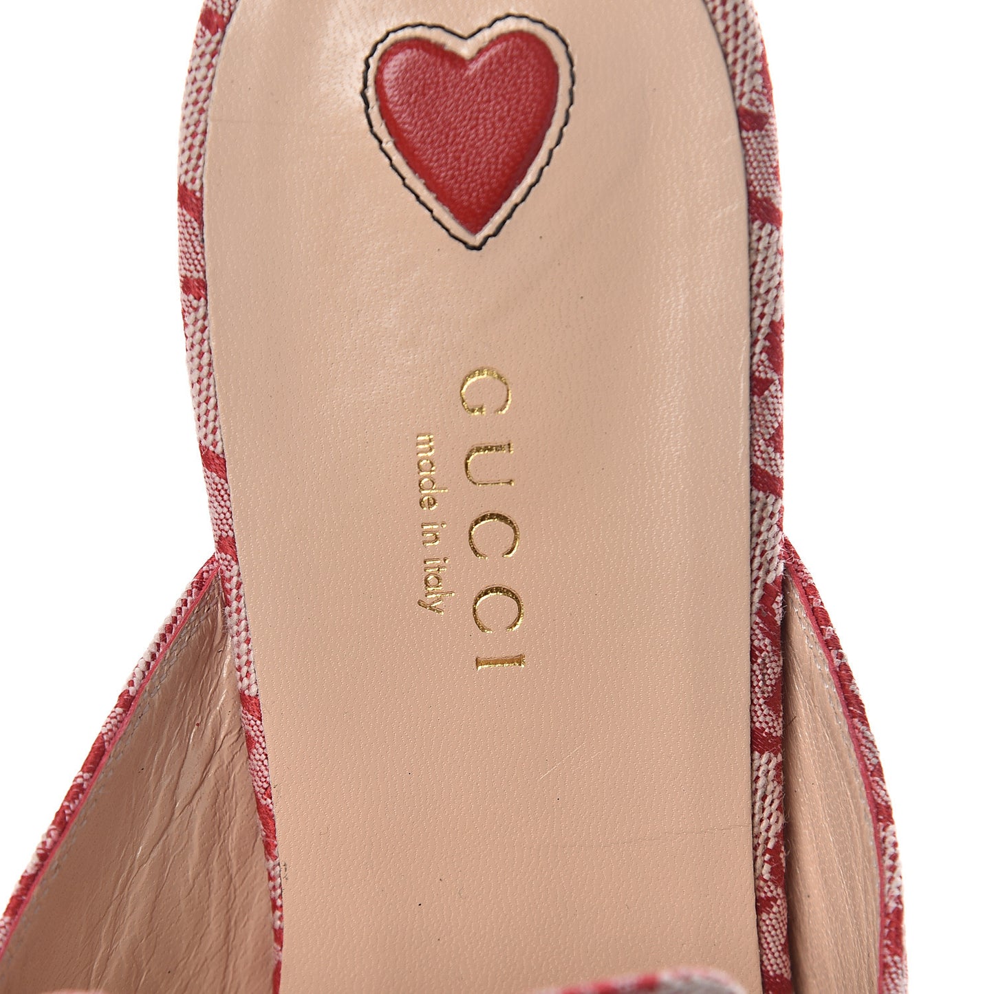 Canvas GG Monogram Horsebit Womens Princetown Slippers 39.5 Gardenia Hibiscus Red