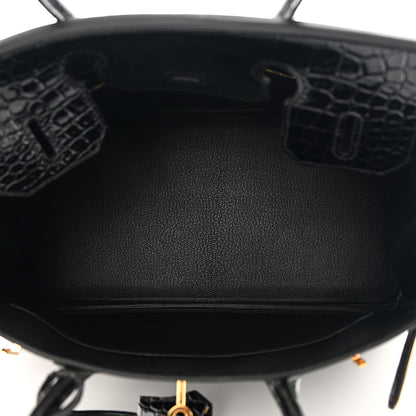 Hermes Ostrich Shiny Alligator Birkin Touch 30 Black 5 of 13