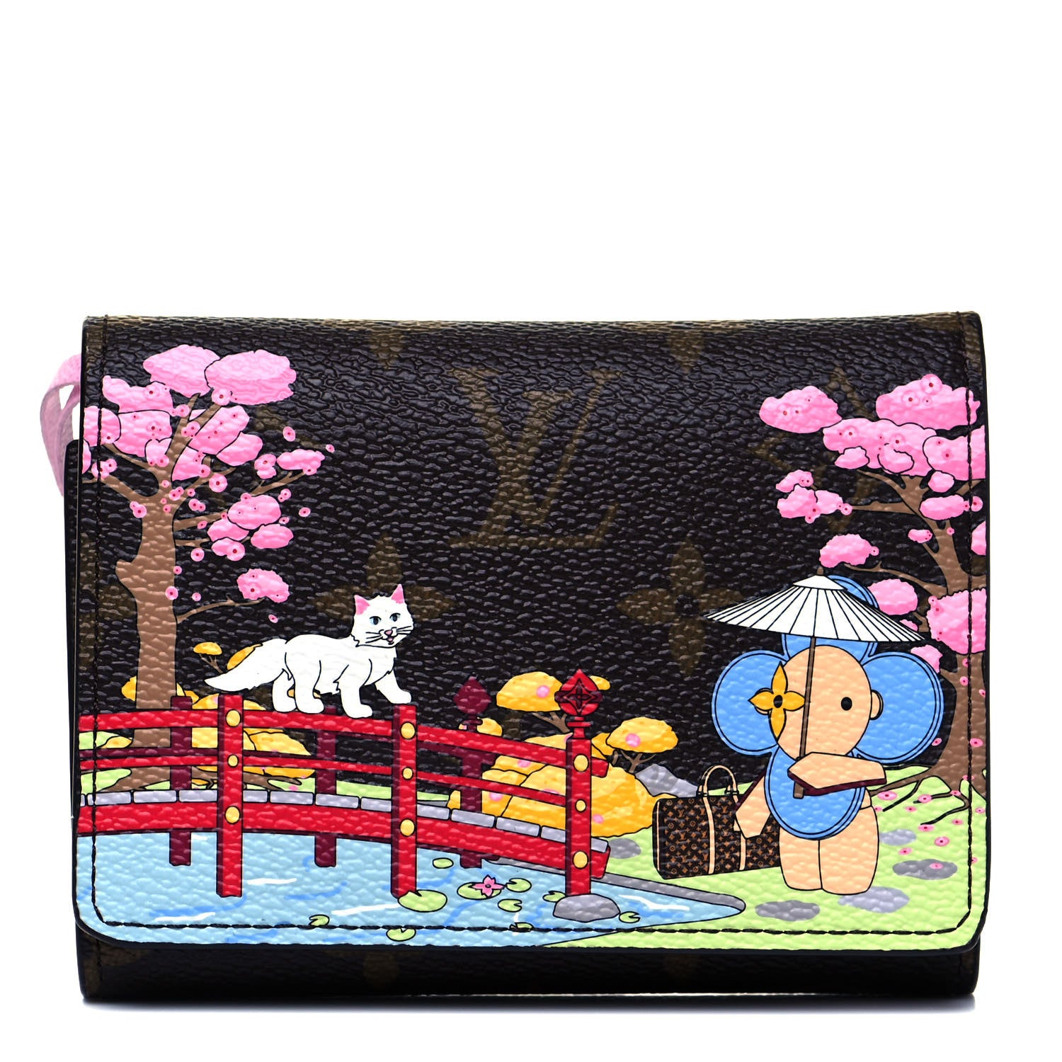 Louis Vuitton Monogram 2021 Christmas Animation Japanese Garden Victorine Wallet Wisteria Pink 1 of 6