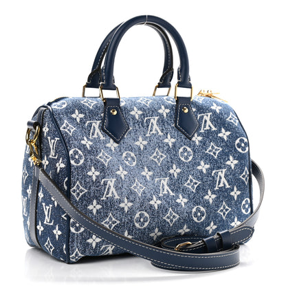 Louis Vuitton Monogram Jacquard Denim Speedy Bandouliere 25 Bleu 3 of 9