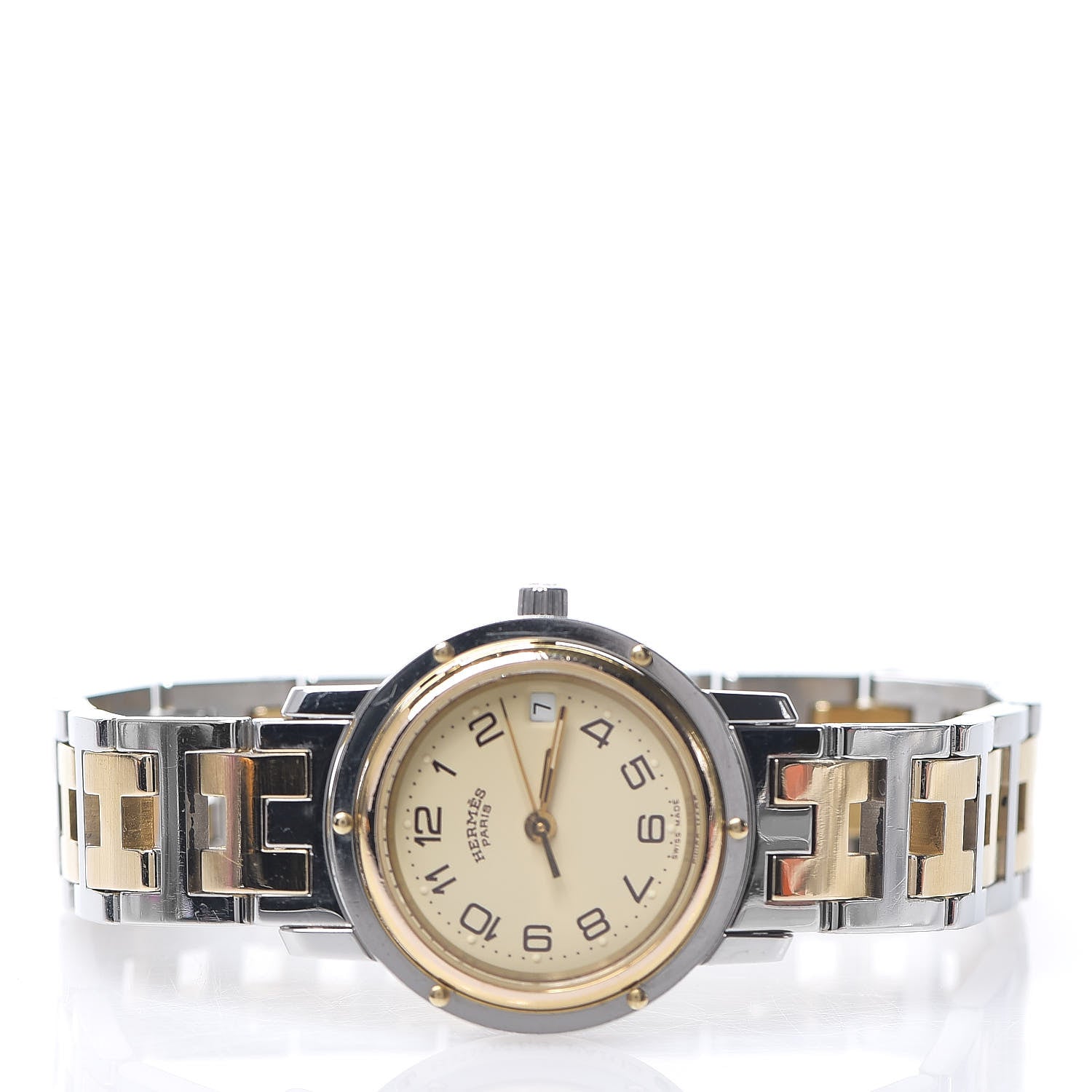 Hermes Stainless Steel 24mm Clipper Quartz Watch Gold 2 of 7
