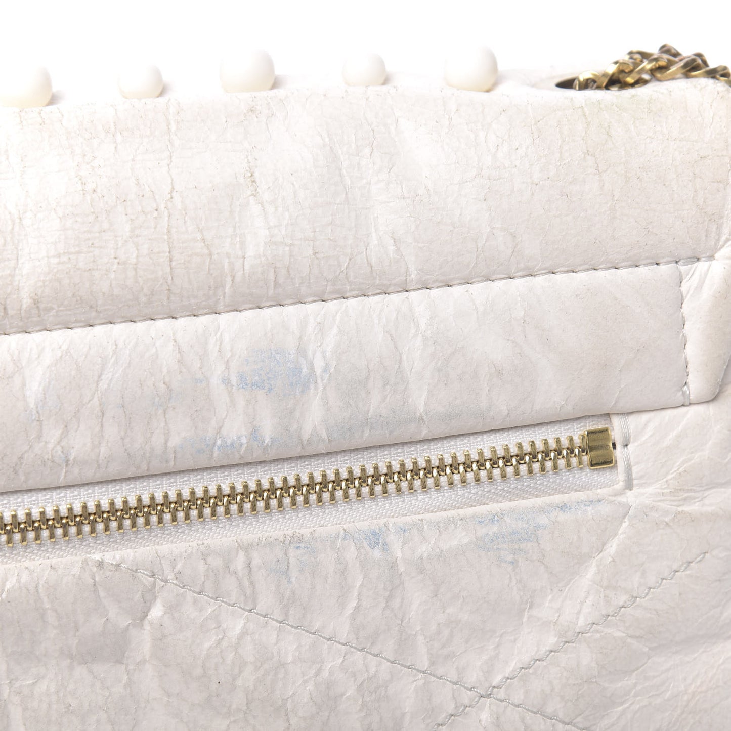 Lambskin Quilted Pearl Medium Sugar Flap Shoulder Bag White