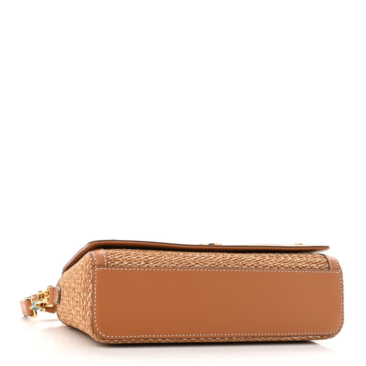 Raffia Calfskin TB Note Crossbody Bag Natural