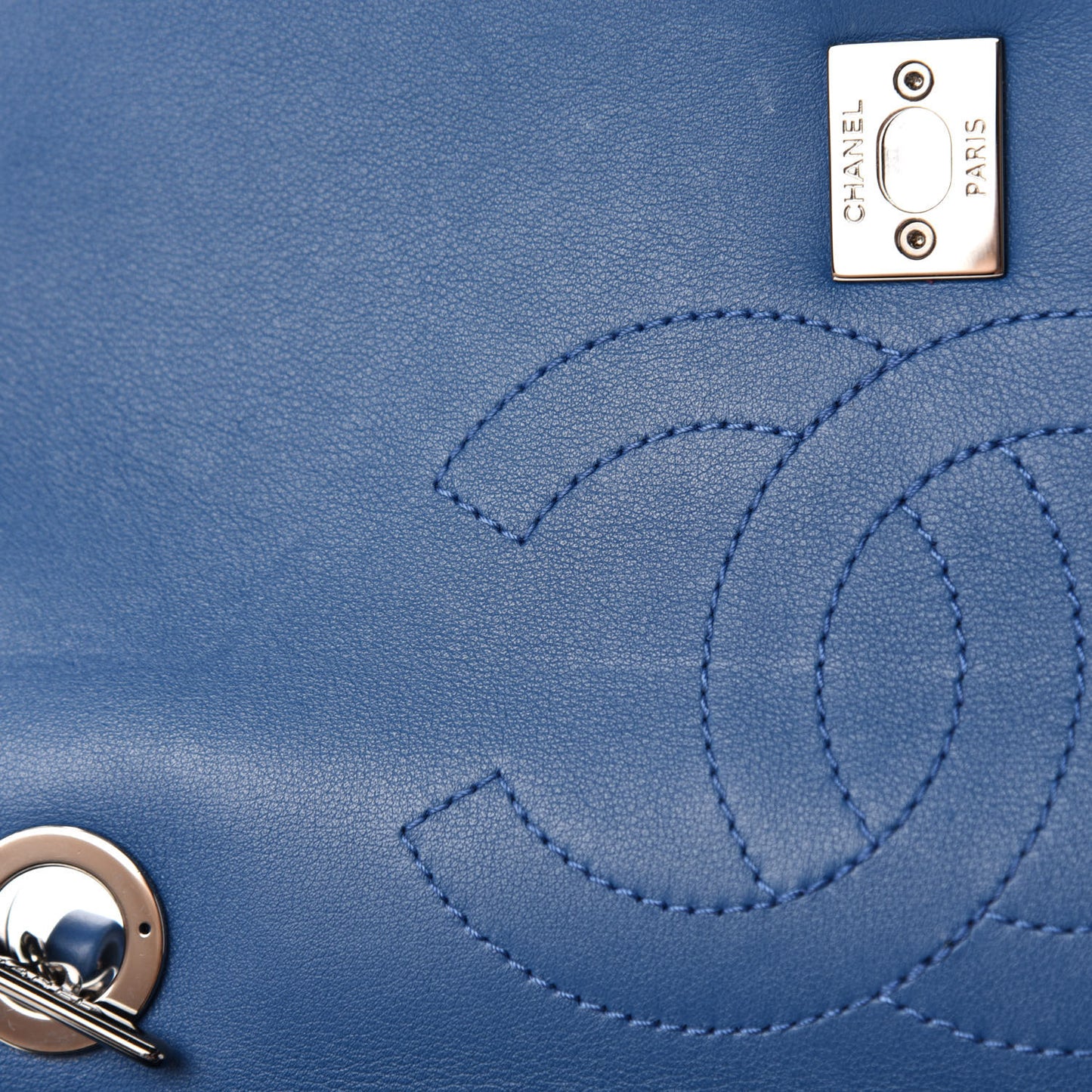 Calfskin Small Trendy CC Dual Handle Flap Bag Blue
