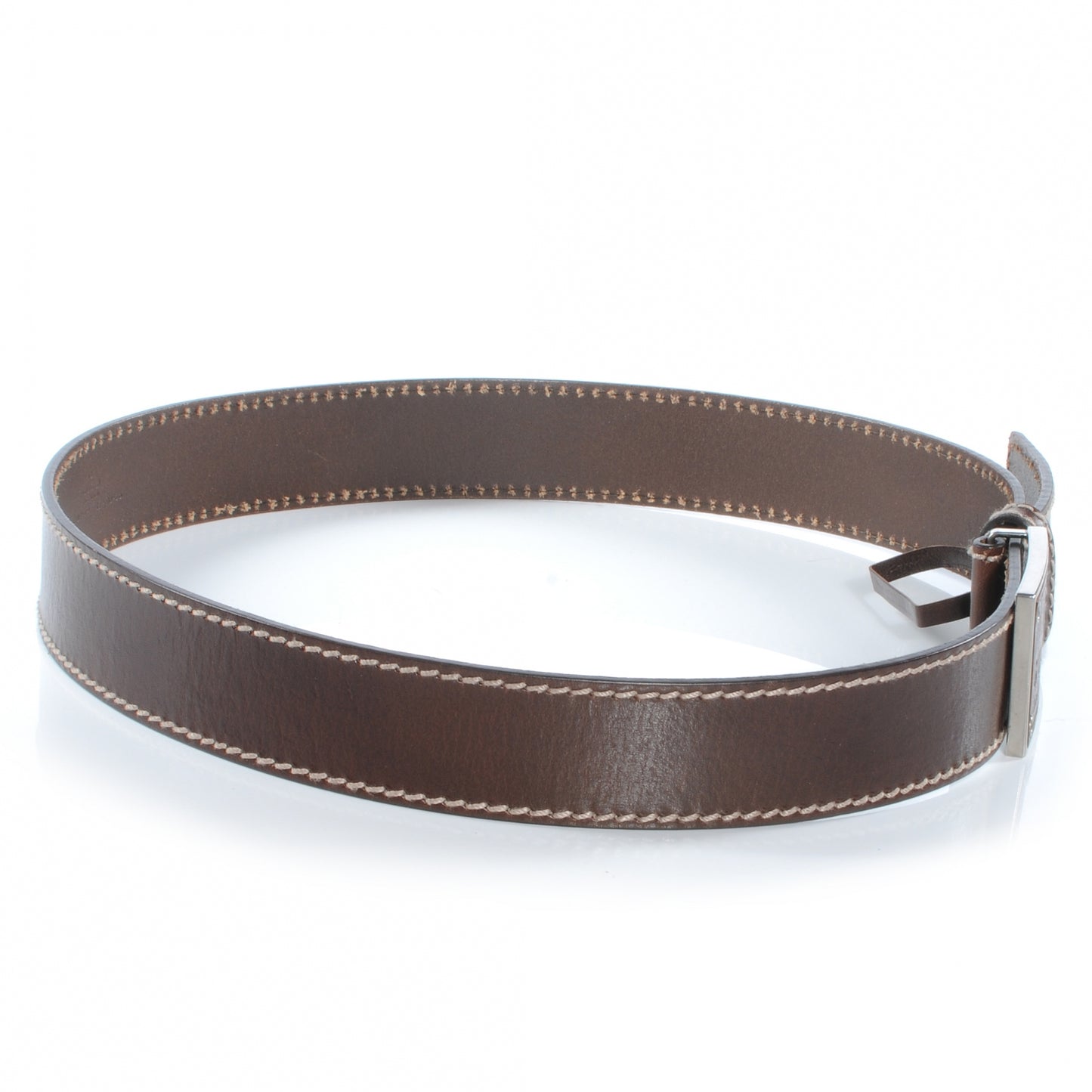 Mens Leather Crest Buckle Belt 90 36 Brown