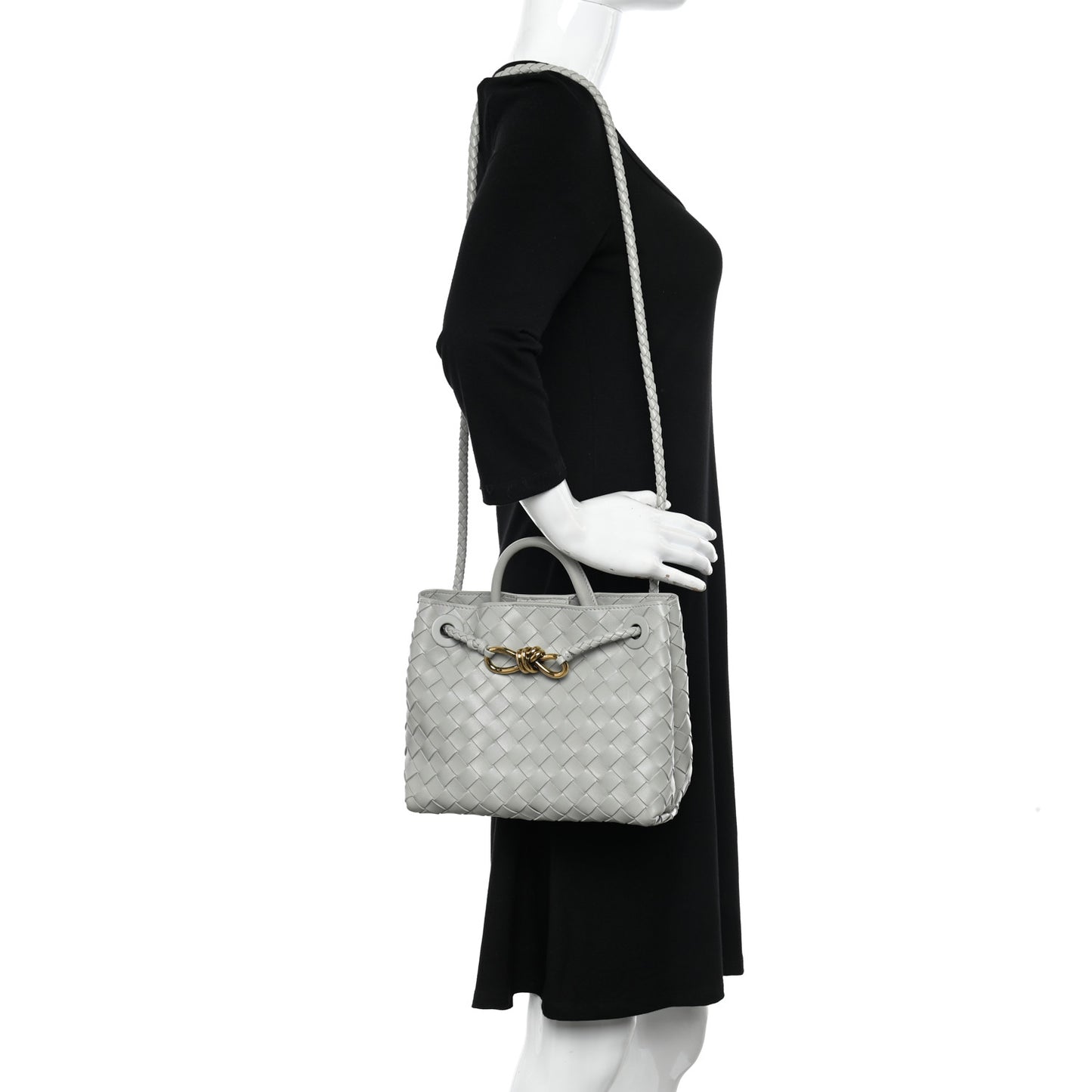 Nappa Intrecciato Small Andiamo Shoulder Bag Agate Grey