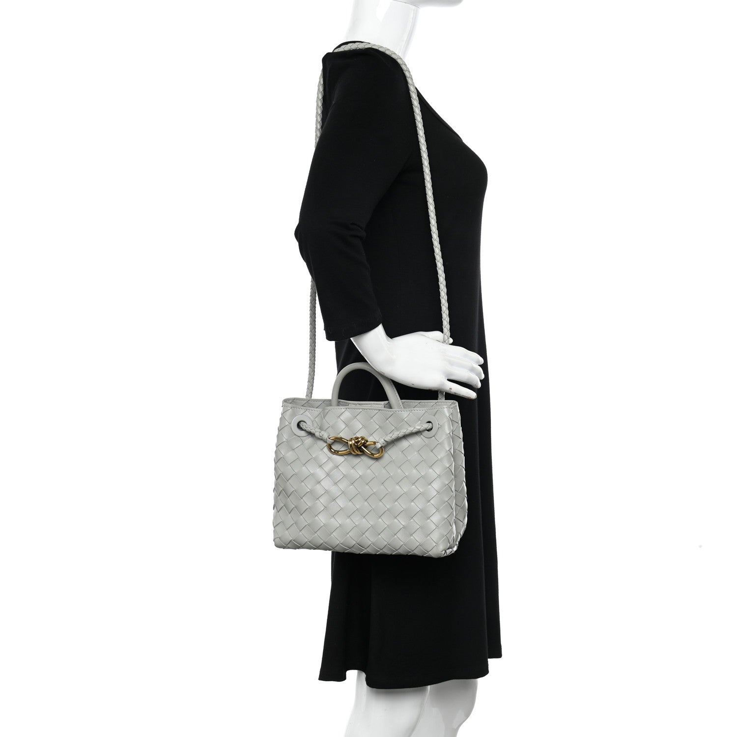 Bottega Veneta Nappa Intrecciato Small Andiamo Shoulder Bag Agate Grey 2 of 9
