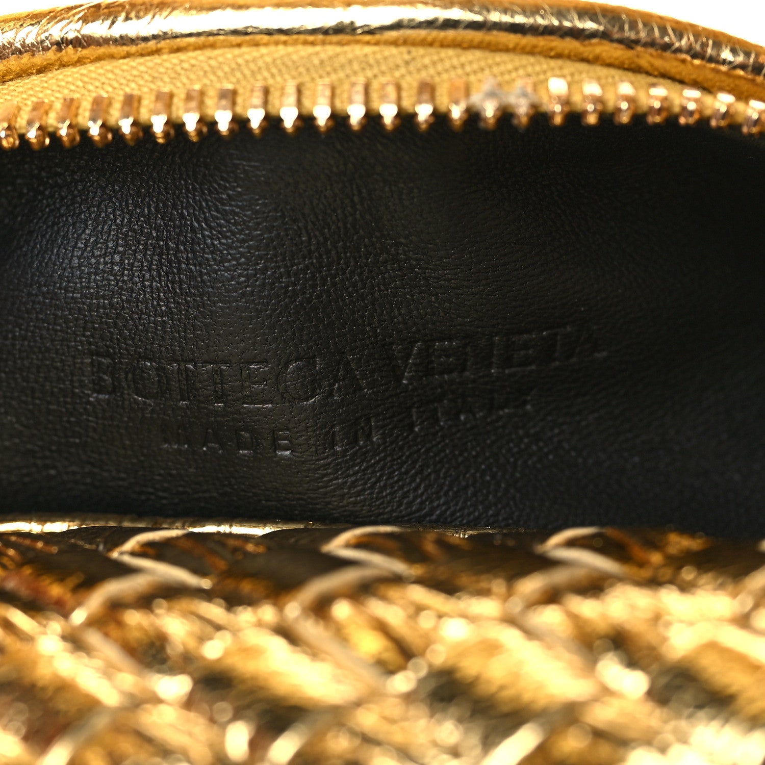 Bottega Veneta Laminated Calfskin Pressed Intreccio Mini Jodie Gold 6 of 6