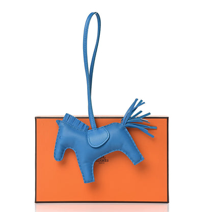 Hermes Milo Lambskin Grigri Rodeo Horse Bag Charm MM Bleu Zanzibar 4 of 4