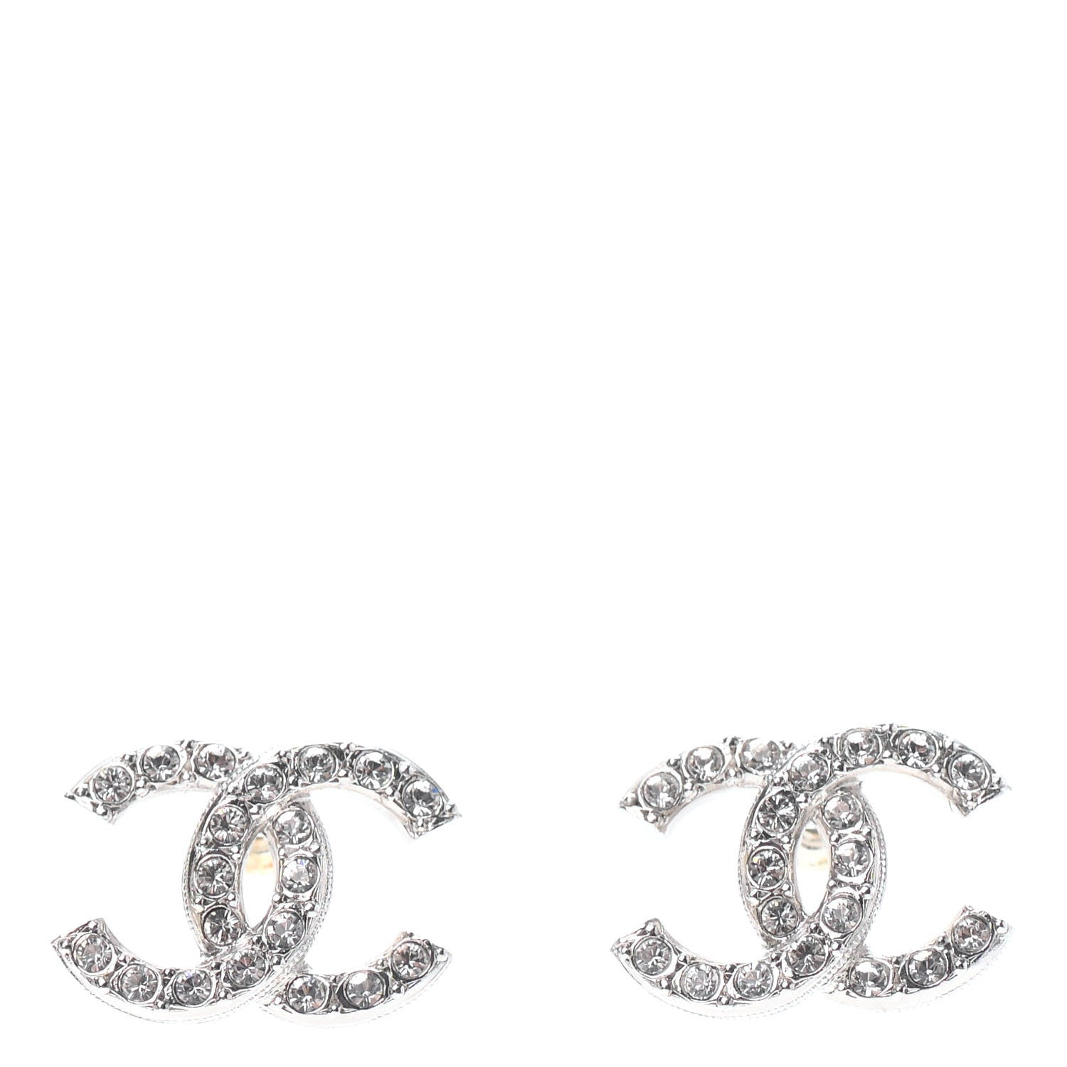 Chanel Crystal CC Earrings Silver 1 of 4