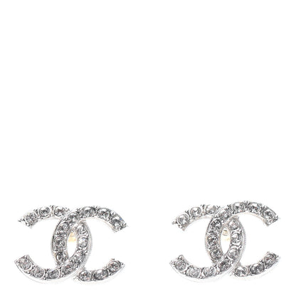 Chanel Crystal CC Earrings Silver 1 of 4