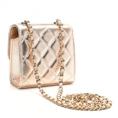 Chanel Metallic Lambskin Quilted Mini Trendy CC Clutch With Chain Gold 3 of 10